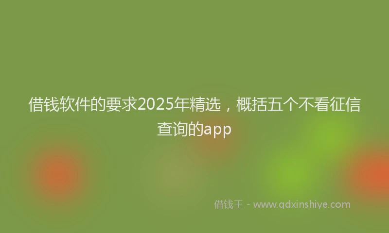 借钱软件的要求2025年精选，概括五个不看征信查询的app