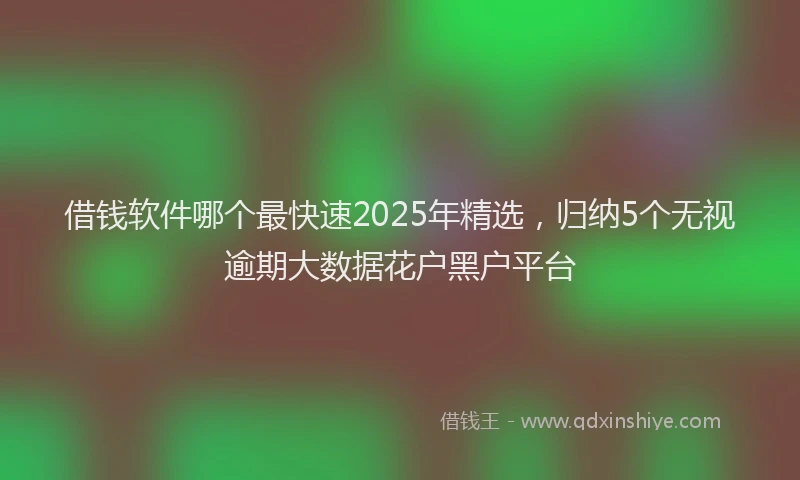 借钱软件哪个最快速2025年精选，归纳5个无视逾期大数据花户黑户平台