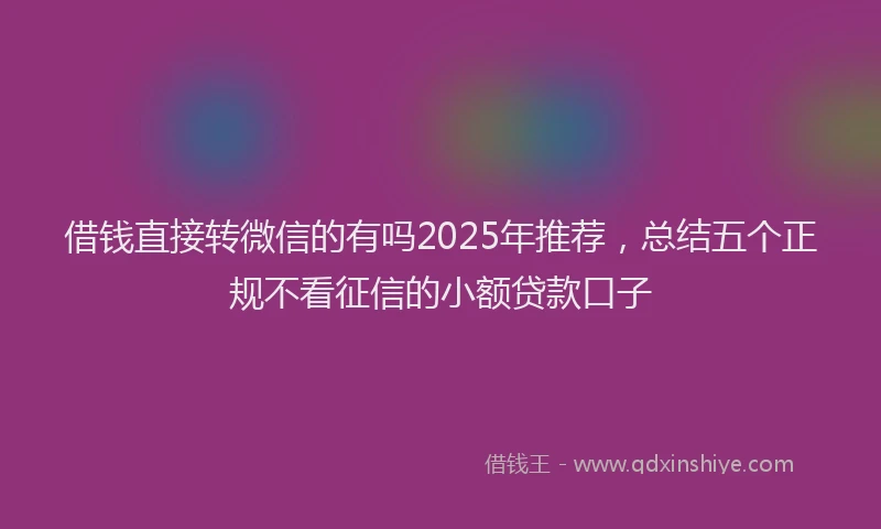 借钱直接转微信的有吗2025年推荐，总结五个正规不看征信的小额贷款口子