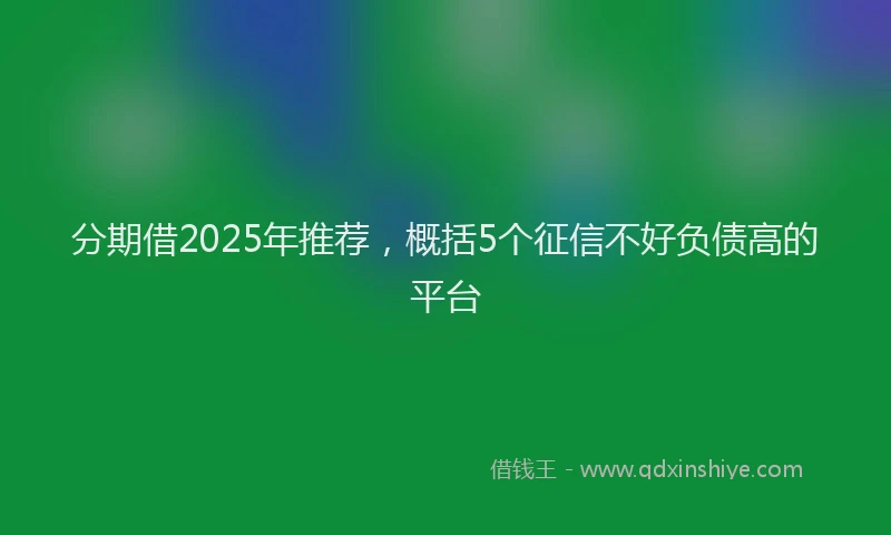 分期借2025年推荐，概括5个征信不好负债高的平台