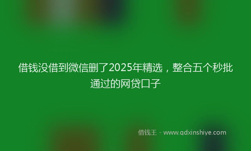 借钱没借到微信删了2025年精选，整合五个秒批通过的网贷口子