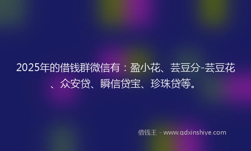 2025年的借钱群微信有：盈小花、芸豆分-芸豆花、众安贷、瞬信贷宝、珍珠贷等。