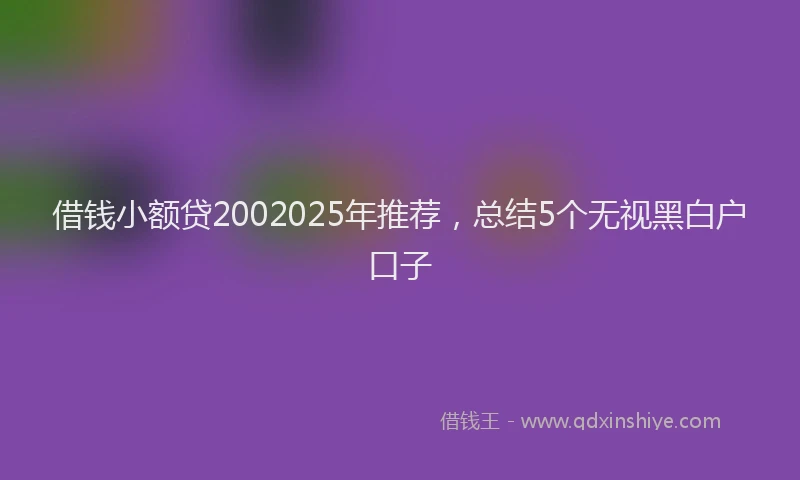 借钱小额贷2002025年推荐，总结5个无视黑白户口子