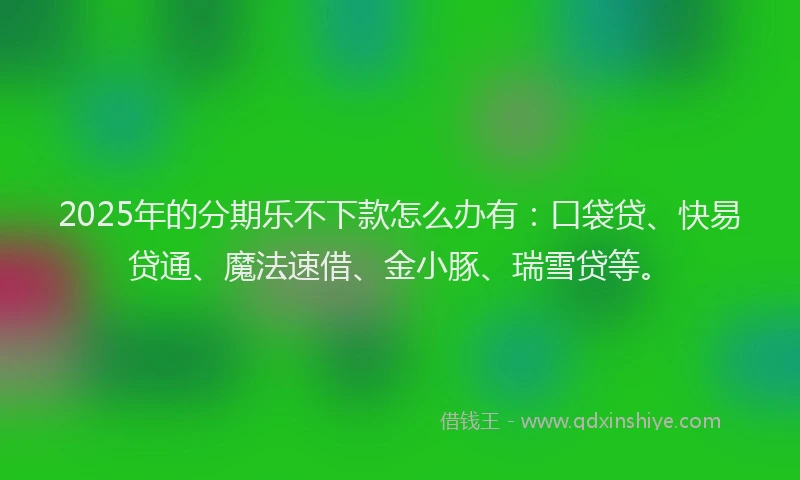 2025年的分期乐不下款怎么办有：口袋贷、快易贷通、魔法速借、金小豚、瑞雪贷等。