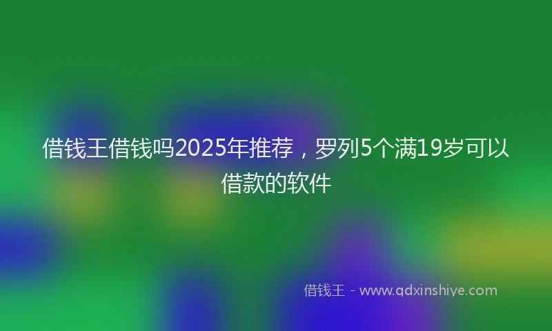 借钱王借钱吗2025年推荐，罗列5个满19岁可以借款的软件