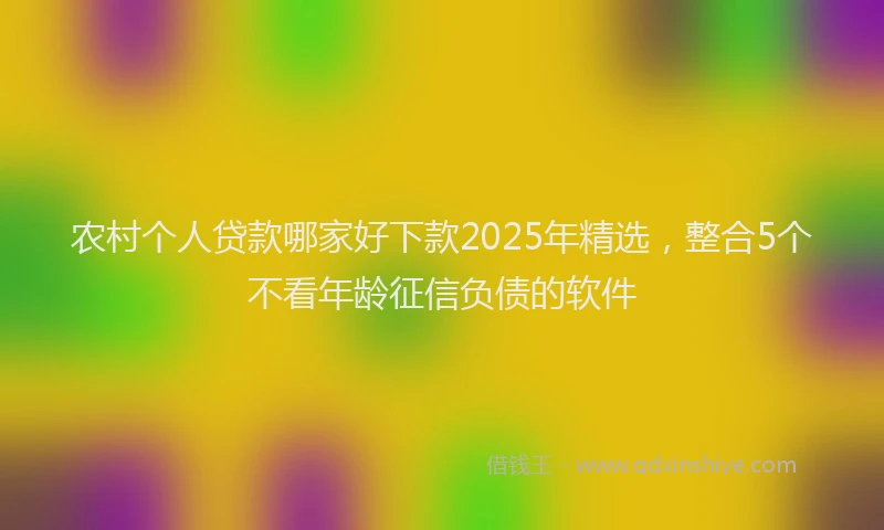 农村个人贷款哪家好下款2025年精选，整合5个不看年龄征信负债的软件