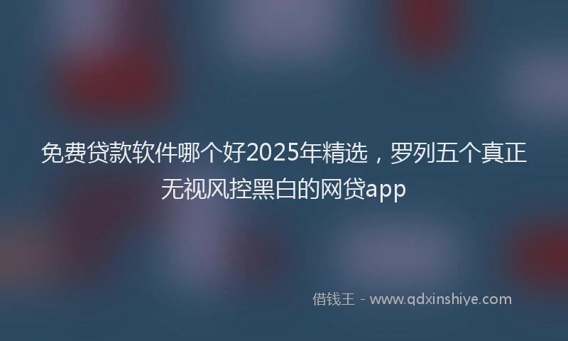 免费贷款软件哪个好2025年精选，罗列五个真正无视风控黑白的网贷app