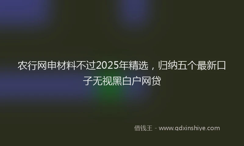 农行网申材料不过2025年精选，归纳五个最新口子无视黑白户网贷