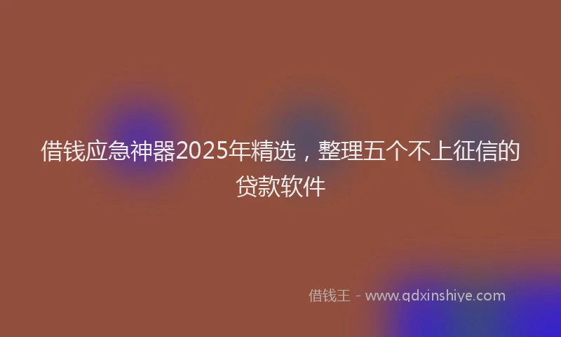 借钱应急神器2025年精选，整理五个不上征信的贷款软件