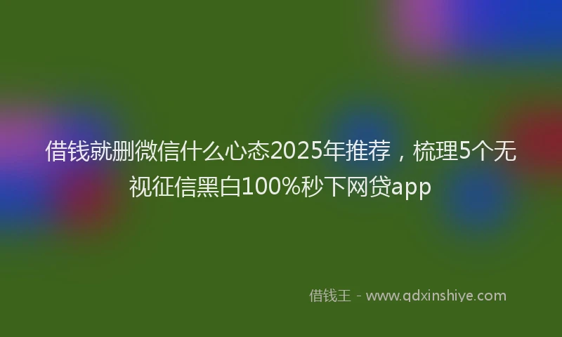 借钱就删微信什么心态2025年推荐，梳理5个无视征信黑白100%秒下网贷app