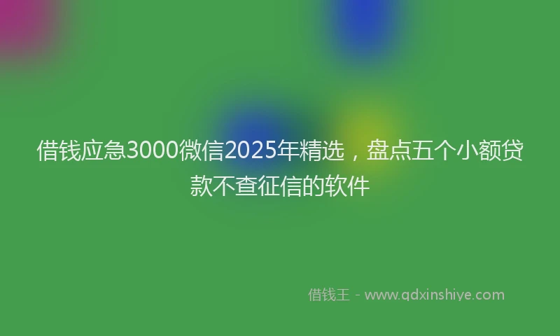 借钱应急3000微信2025年精选，盘点五个小额贷款不查征信的软件