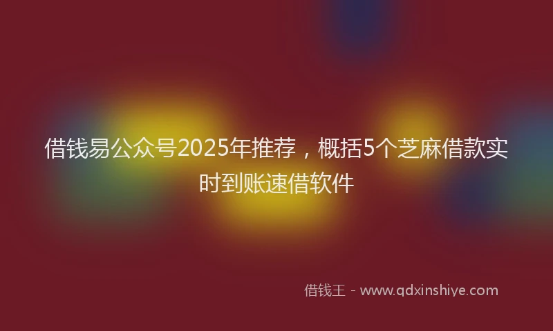借钱易公众号2025年推荐，概括5个芝麻借款实时到账速借软件
