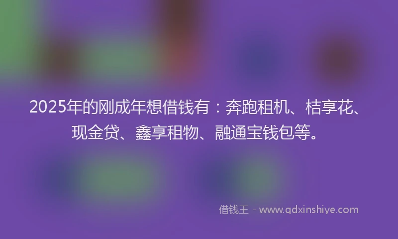 2025年的刚成年想借钱有：奔跑租机、桔享花、现金贷、鑫享租物、融通宝钱包等。