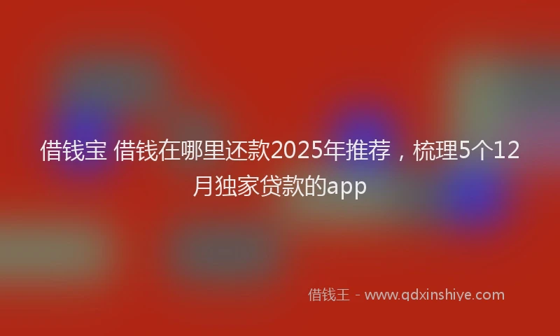 借钱宝 借钱在哪里还款2025年推荐，梳理5个12月独家贷款的app