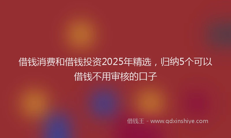 借钱消费和借钱投资2025年精选，归纳5个可以借钱不用审核的口子