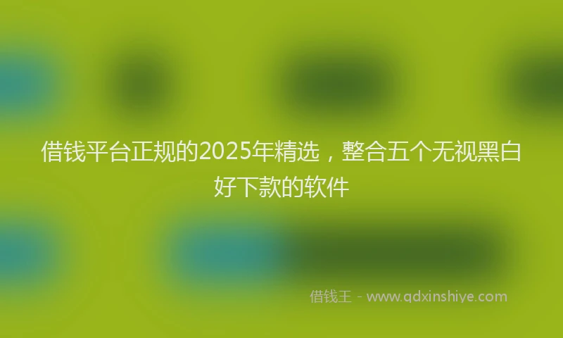借钱平台正规的2025年精选，整合五个无视黑白好下款的软件