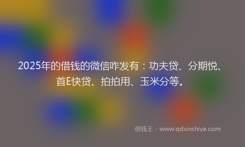 2025年的借钱的微信咋发有：功夫贷、分期悦、首E快贷、拍拍用、玉米分等。