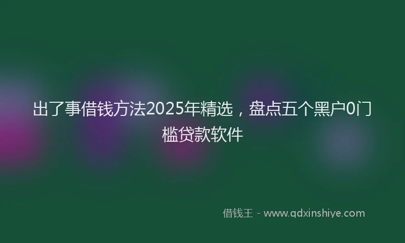 出了事借钱方法2025年精选，盘点五个黑户0门槛贷款软件