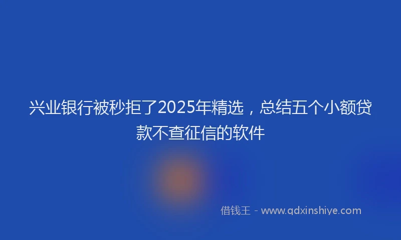 兴业银行被秒拒了2025年精选，总结五个小额贷款不查征信的软件