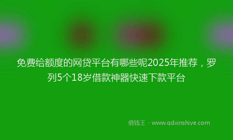 免费给额度的网贷平台有哪些呢2025年推荐，罗列5个18岁借款神器快速下款平台