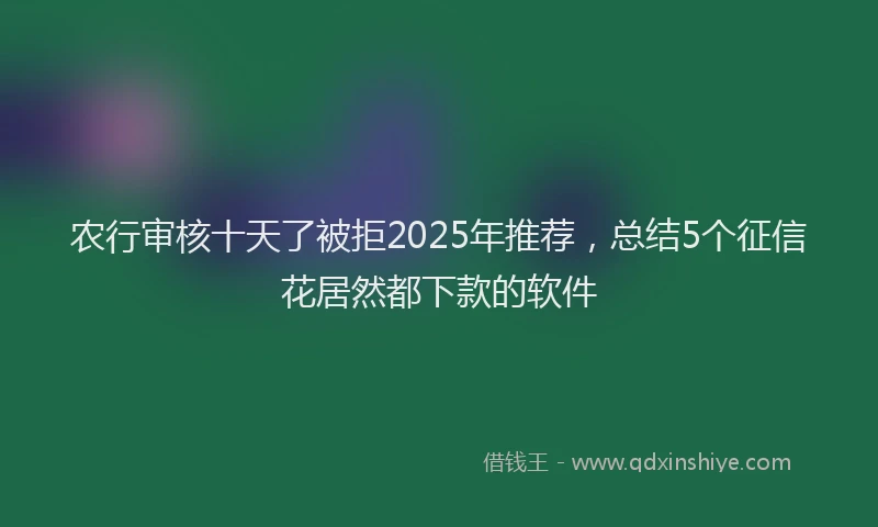 农行审核十天了被拒2025年推荐，总结5个征信花居然都下款的软件