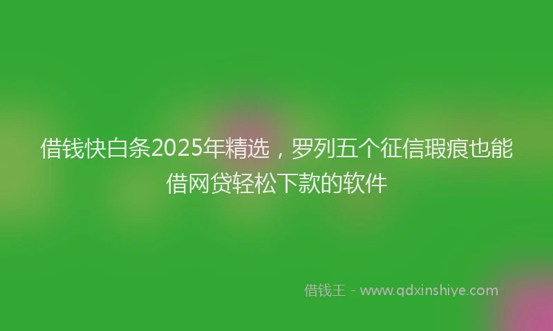 借钱快白条2025年精选，罗列五个征信瑕疵也能借网贷轻松下款的软件