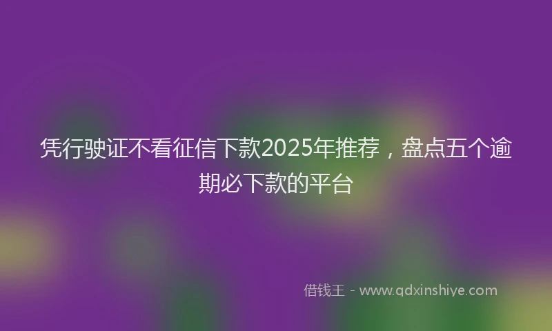 凭行驶证不看征信下款2025年推荐，盘点五个逾期必下款的平台