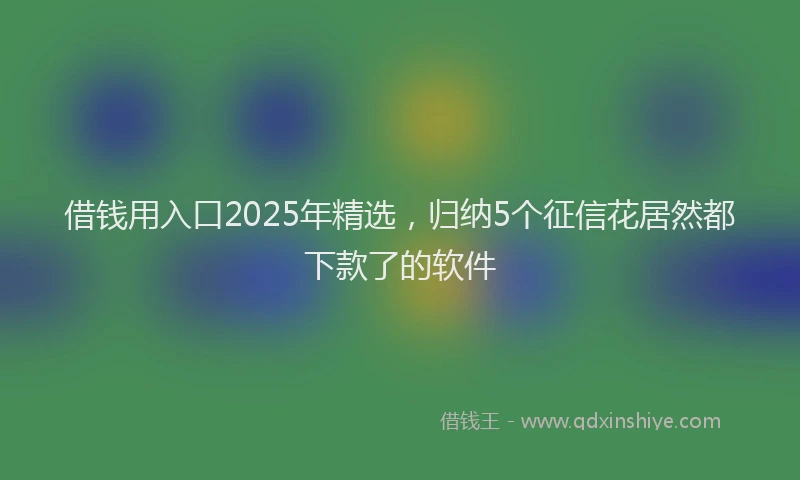 借钱用入口2025年精选，归纳5个征信花居然都下款了的软件