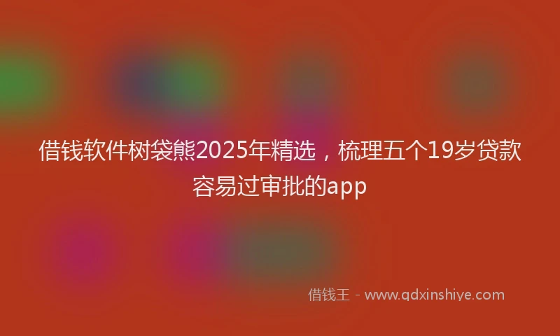 借钱软件树袋熊2025年精选，梳理五个19岁贷款容易过审批的app