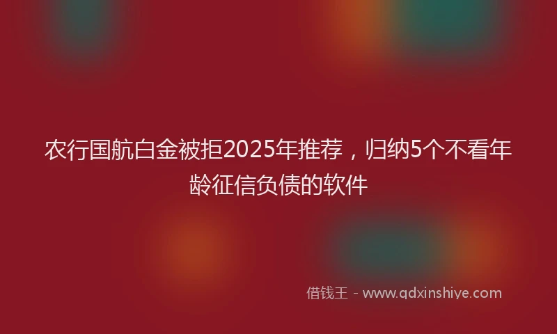 农行国航白金被拒2025年推荐，归纳5个不看年龄征信负债的软件