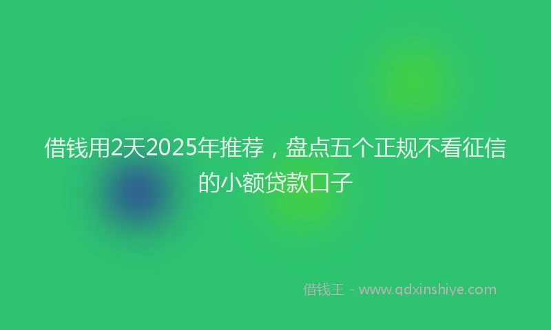 借钱用2天2025年推荐，盘点五个正规不看征信的小额贷款口子