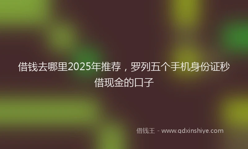 借钱去哪里2025年推荐，罗列五个手机身份证秒借现金的口子