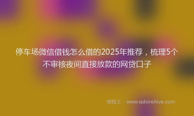 停车场微信借钱怎么借的2025年推荐，梳理5个不审核夜间直接放款的网贷口子