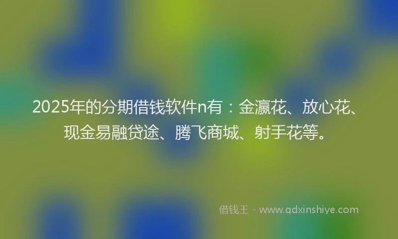 2025年的分期借钱软件n有：金瀛花、放心花、现金易融贷途、腾飞商城、射手花等。