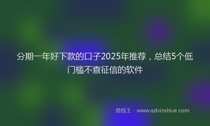 分期一年好下款的口子2025年推荐，总结5个低门槛不查征信的软件