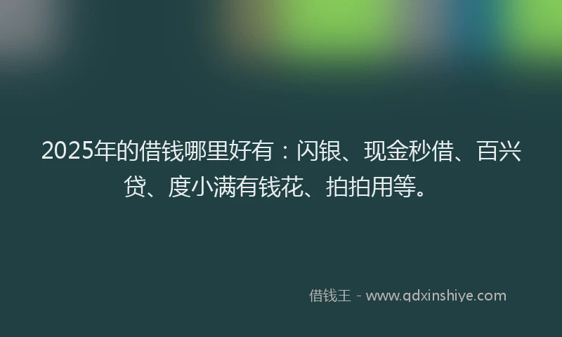 2025年的借钱哪里好有：闪银、现金秒借、百兴贷、度小满有钱花、拍拍用等。