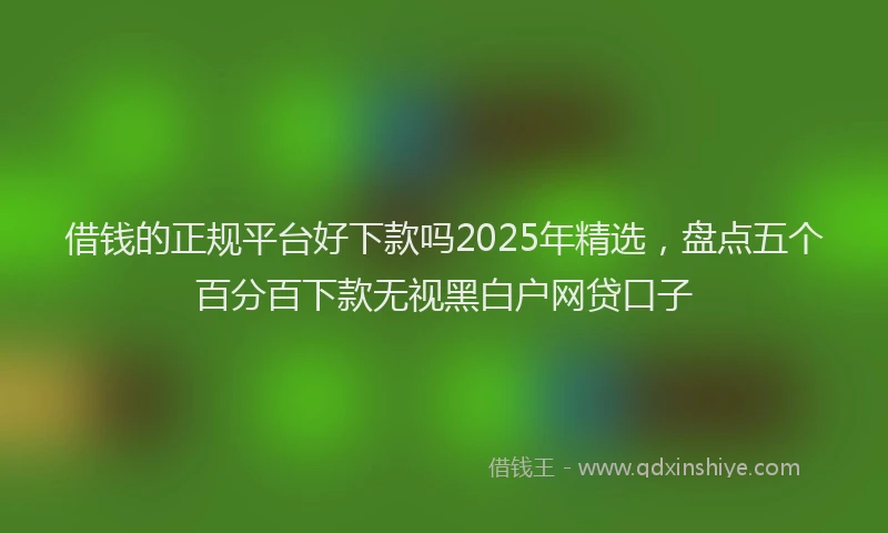 借钱的正规平台好下款吗2025年精选，盘点五个百分百下款无视黑白户网贷口子