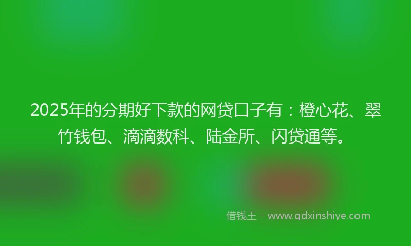 2025年的分期好下款的网贷口子有：橙心花、翠竹钱包、滴滴数科、陆金所、闪贷通等。
