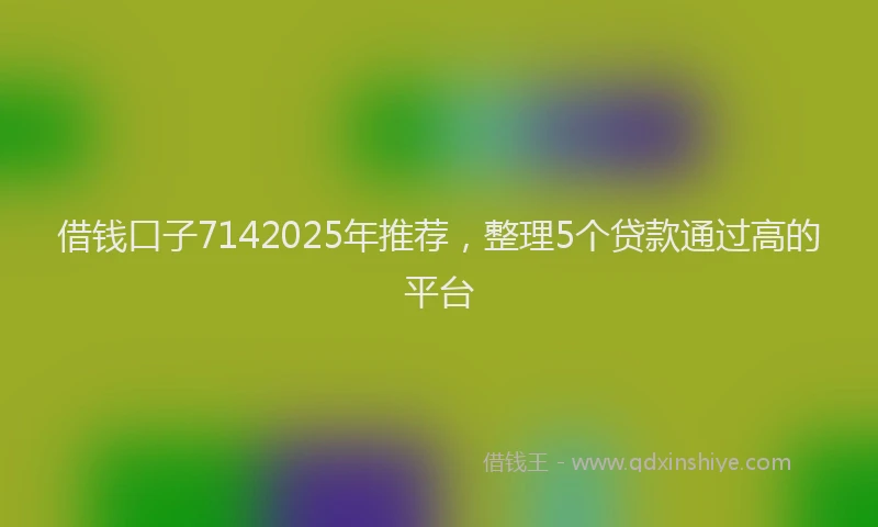 借钱口子7142025年推荐，整理5个贷款通过高的平台