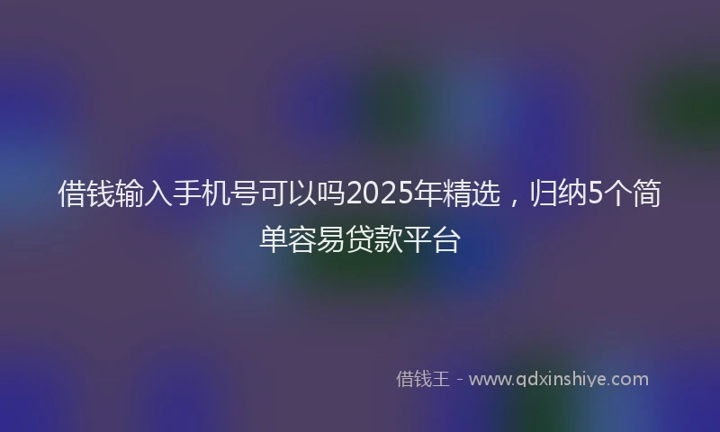 借钱输入手机号可以吗2025年精选，归纳5个简单容易贷款平台