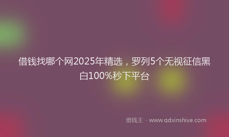 借钱找哪个网2025年精选，罗列5个无视征信黑白100%秒下平台