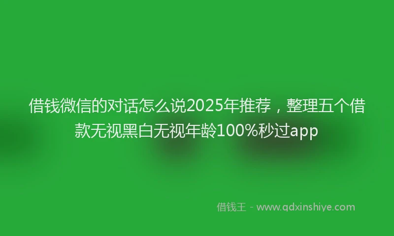 借钱微信的对话怎么说2025年推荐，整理五个借款无视黑白无视年龄100%秒过app