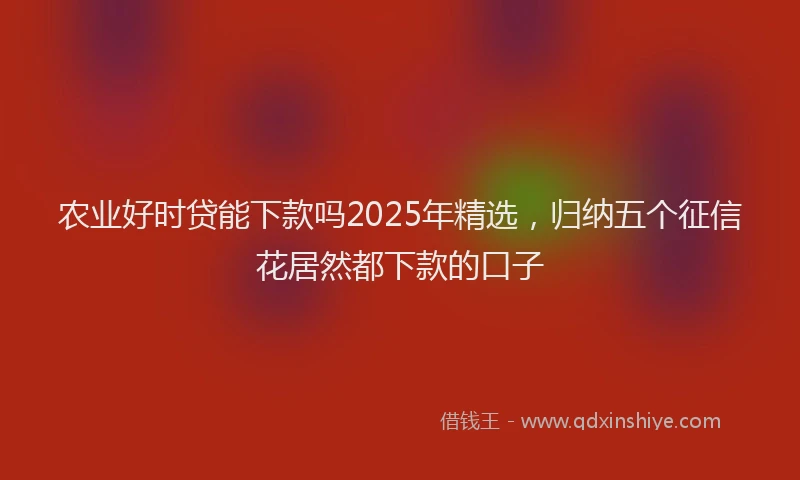 农业好时贷能下款吗2025年精选，归纳五个征信花居然都下款的口子