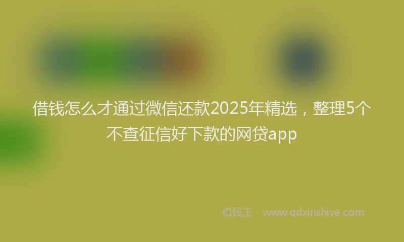 借钱怎么才通过微信还款2025年精选，整理5个不查征信好下款的网贷app