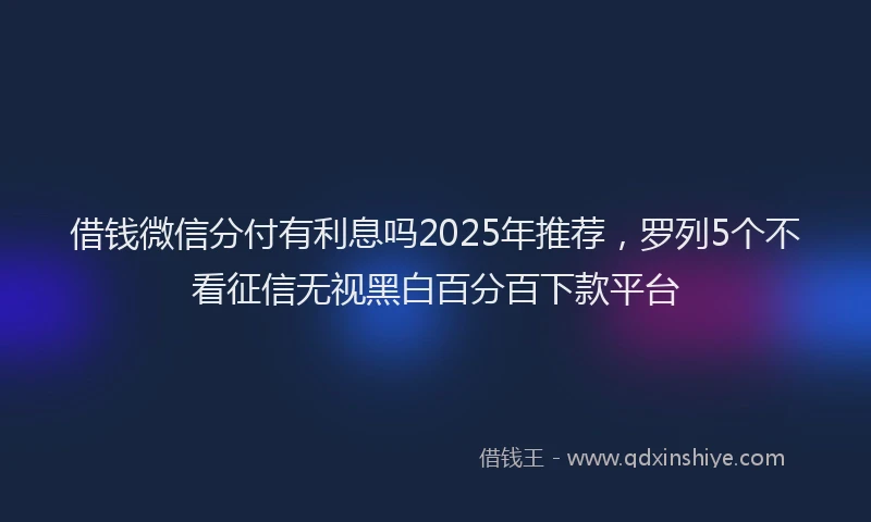 借钱微信分付有利息吗2025年推荐，罗列5个不看征信无视黑白百分百下款平台