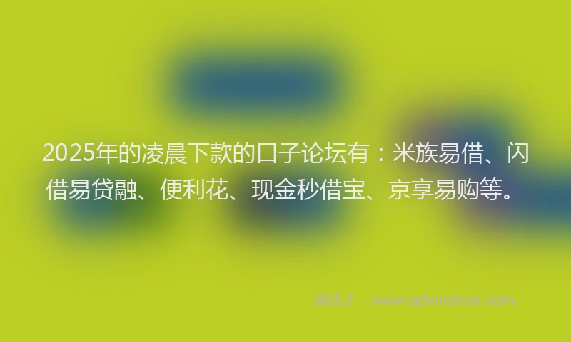 2025年的凌晨下款的口子论坛有：米族易借、闪借易贷融、便利花、现金秒借宝、京享易购等。