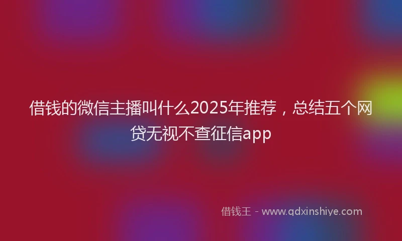借钱的微信主播叫什么2025年推荐，总结五个网贷无视不查征信app