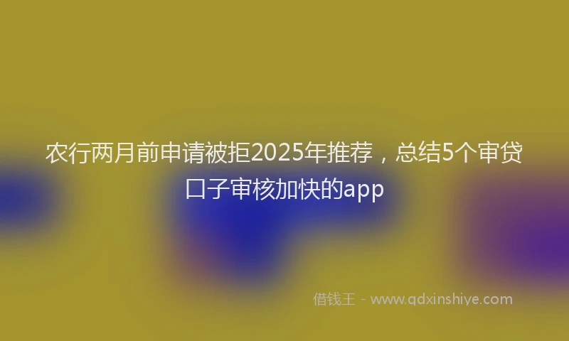 农行两月前申请被拒2025年推荐，总结5个审贷口子审核加快的app