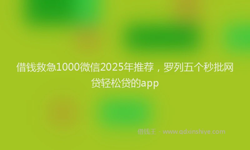 借钱救急1000微信2025年推荐，罗列五个秒批网贷轻松贷的app