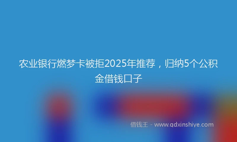 农业银行燃梦卡被拒2025年推荐，归纳5个公积金借钱口子